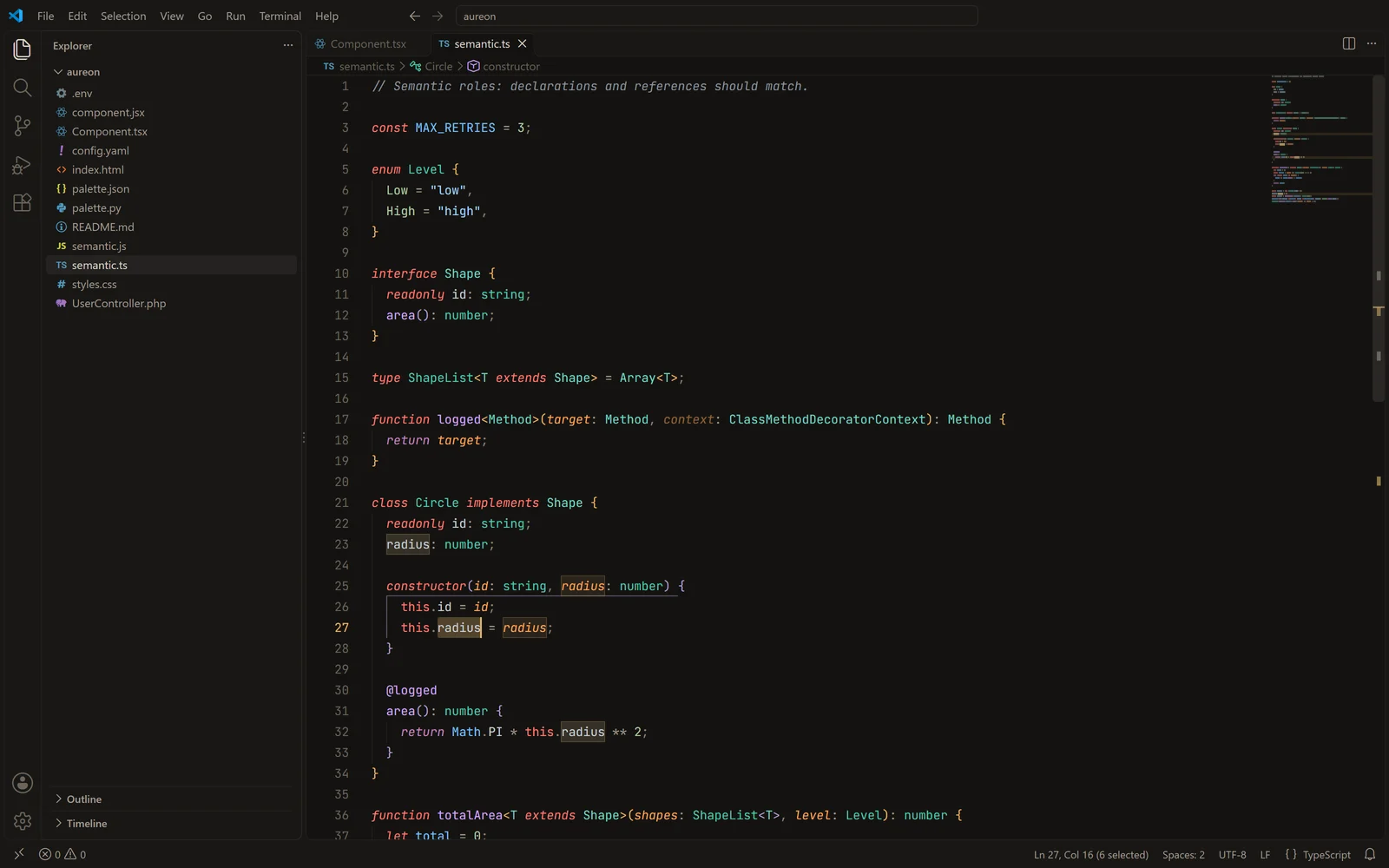 VS Code in Aureon Dark